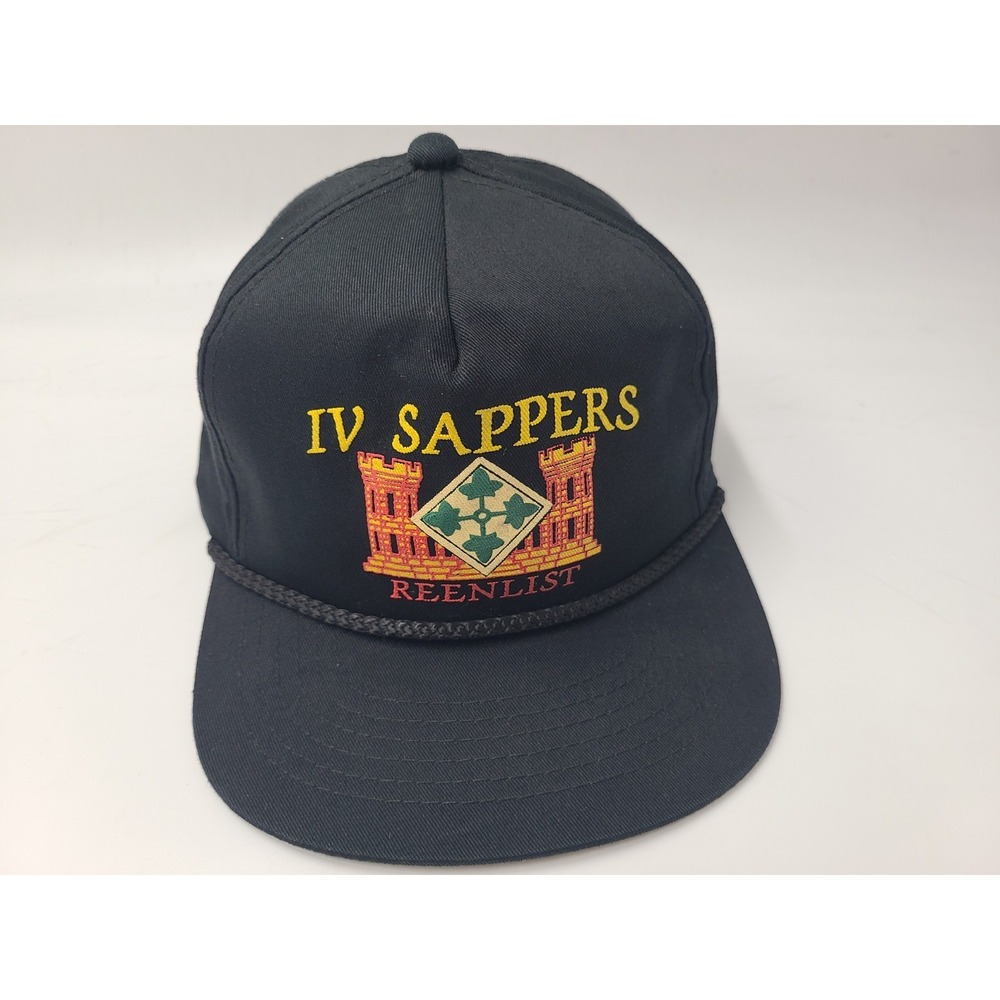 Vintage IV Sappers Reenlist YoungAn Rope Snapback Hat Cap US Army USA Men‎ Black